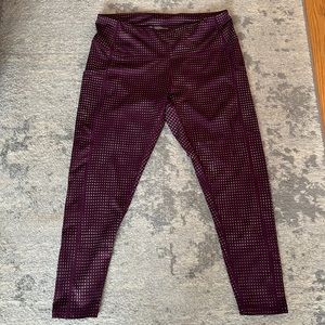 Z by Zella yoga pants leggings, large, maroon pattern